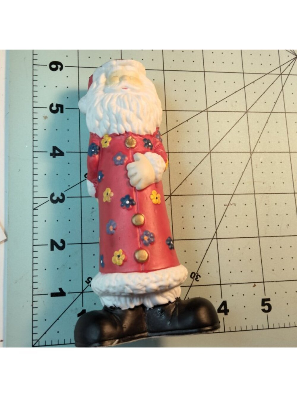 Flower Power Santa Claus Candle Holder Figurine Boho Hippie Christmas Red White - Picture 5 of 7